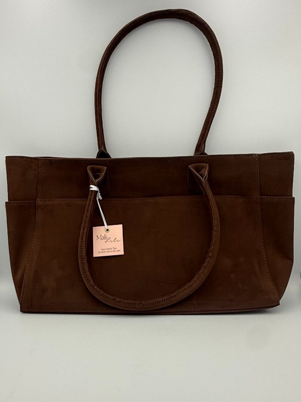 Mali + Lili Faux Suede Tote Bag Chocolate Brown NWT MAL-FA-100